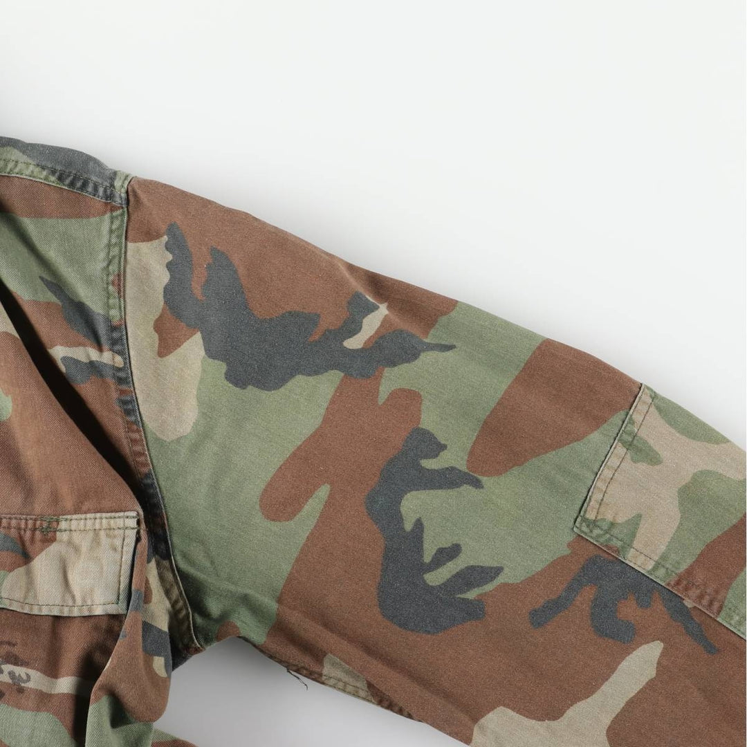 Camouflage Woodland Camo Stenciled BDU Military Jacket, Medium-Regular, Men's Size M unclear Khaki type Vintage Second Hand