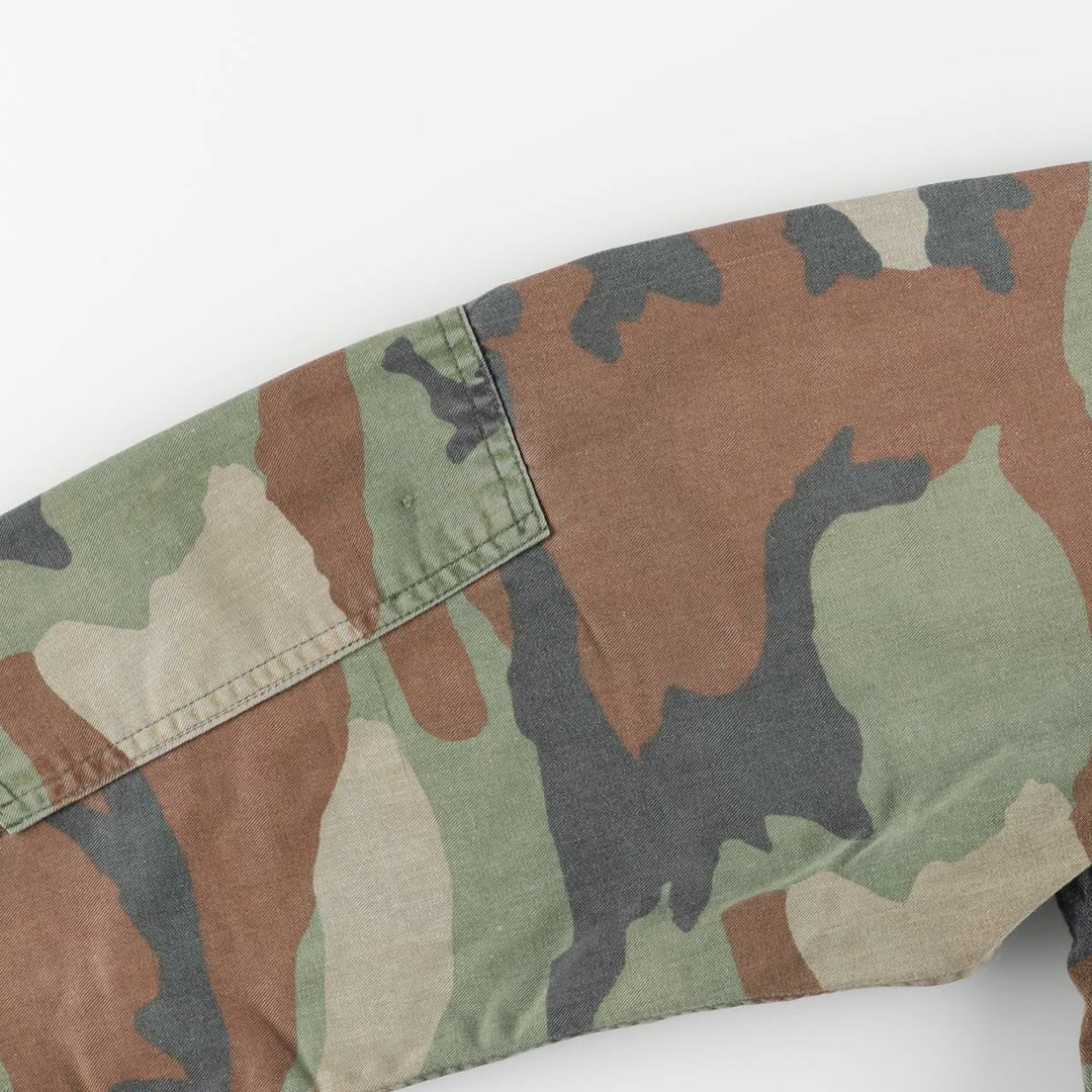 Camouflage Woodland Camo Stenciled BDU Military Jacket, Medium-Regular, Men's Size M unclear Khaki type Vintage Second Hand