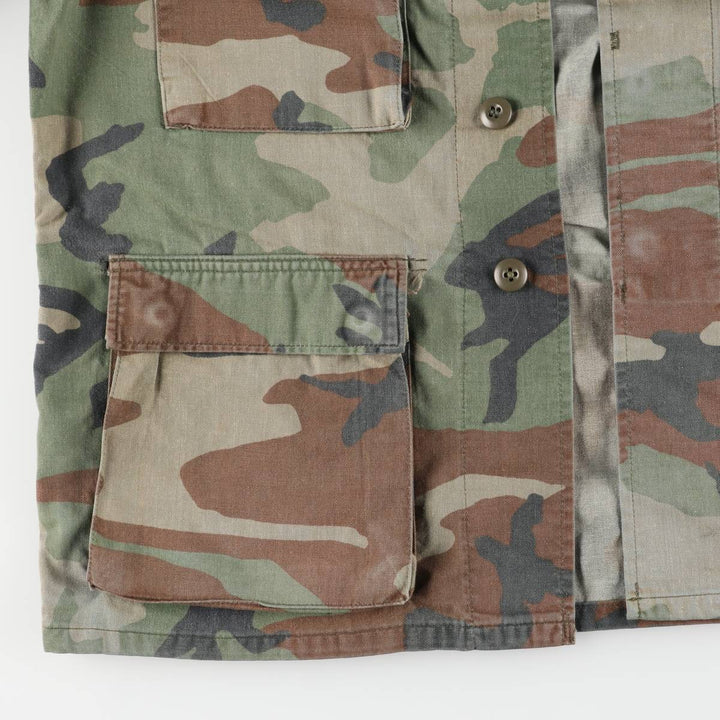Camouflage Woodland Camo Stenciled BDU Military Jacket, Medium-Regular, Men's Size M unclear Khaki type Vintage Second Hand