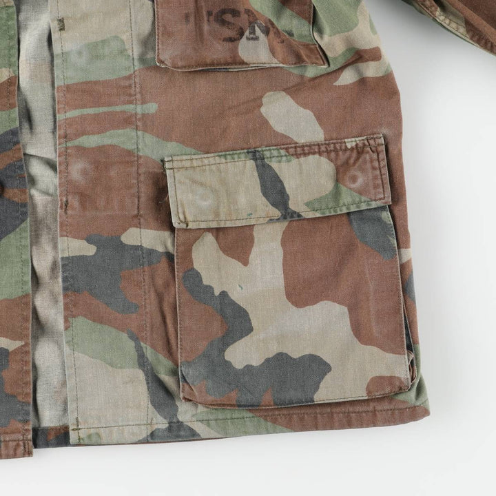 Camouflage Woodland Camo Stenciled BDU Military Jacket, Medium-Regular, Men's Size M unclear Khaki type Vintage Second Hand