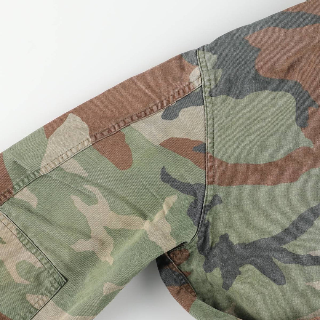 Camouflage Woodland Camo Stenciled BDU Military Jacket, Medium-Regular, Men's Size M unclear Khaki type Vintage Second Hand