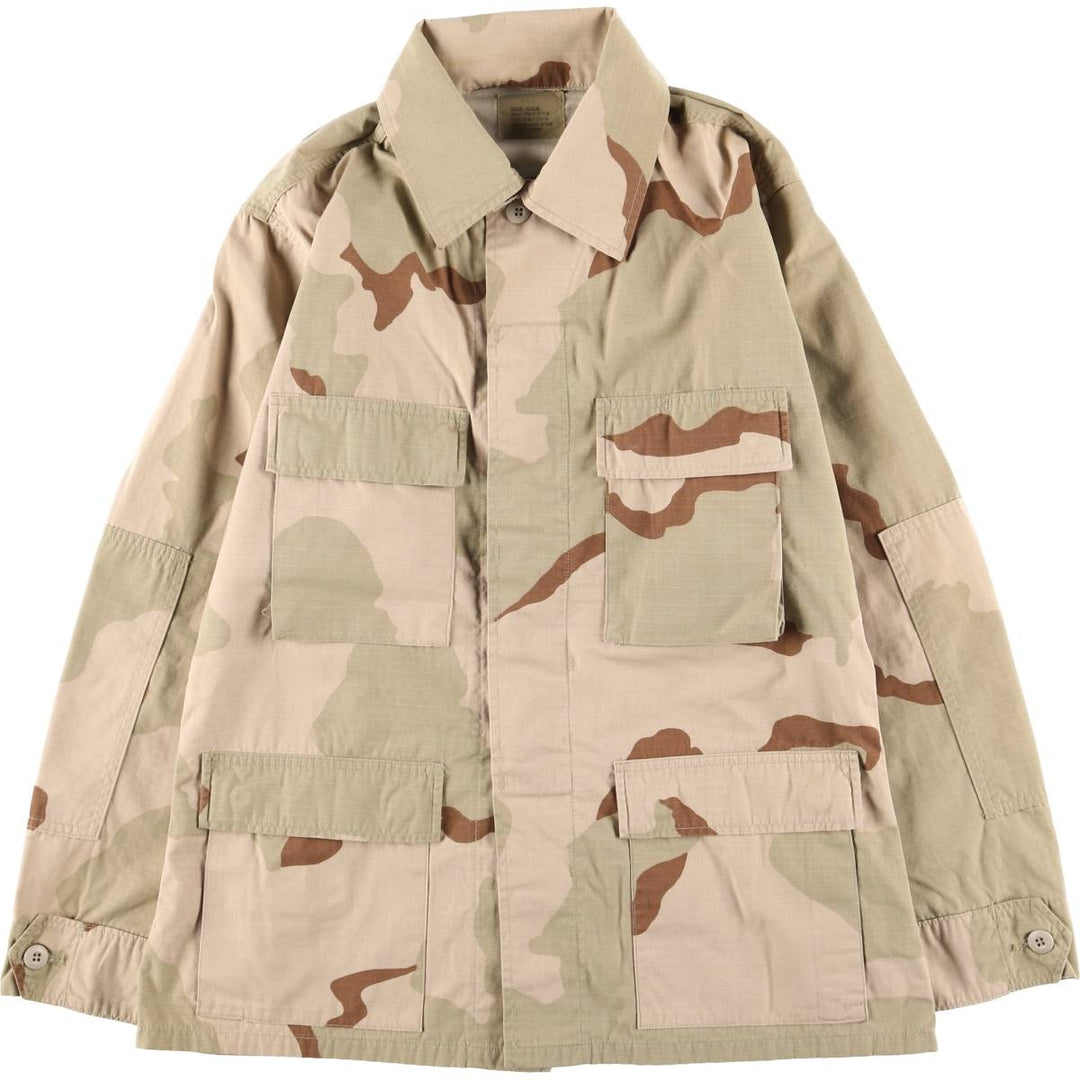 90'S US Military Camouflage Pattern 3C Desert Camo Ripstop BDU Military Jacket Made in USA MEDIUM-REGULAR Men's M Nylon Beige type Vintage Second Hand