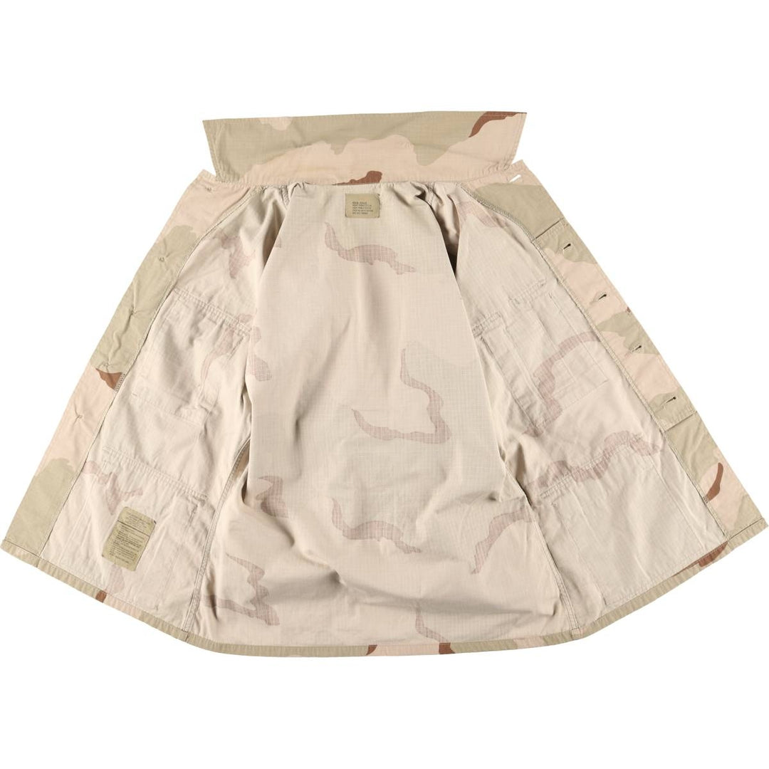 90'S US Military Camouflage Pattern 3C Desert Camo Ripstop BDU Military Jacket Made in USA MEDIUM-REGULAR Men's M Nylon Beige type Vintage Second Hand
