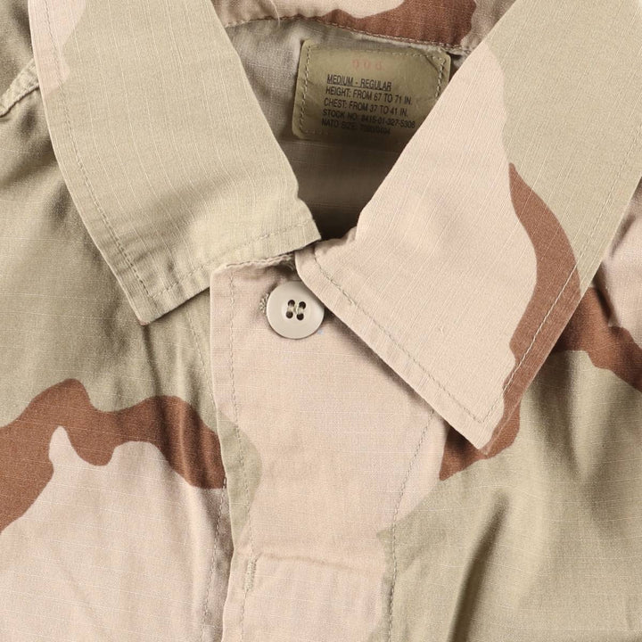 90'S US Military Camouflage Pattern 3C Desert Camo Ripstop BDU Military Jacket Made in USA MEDIUM-REGULAR Men's M Nylon Beige type Vintage Second Hand