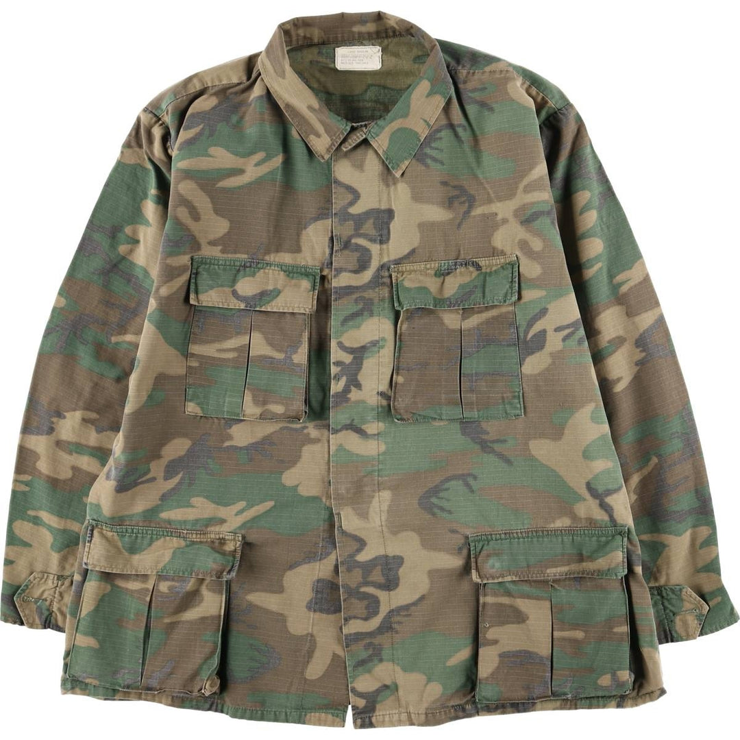 ERDL Green Leaf Camo Ripstop BDU Military Jacket, Large Regular, Men's Size L cotton Khaki type Vintage Second Hand