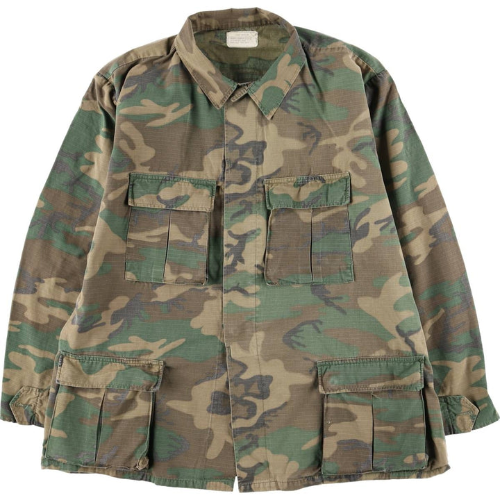 ERDL Green Leaf Camo Ripstop BDU Military Jacket, Large Regular, Men's Size L cotton Khaki type Vintage Second Hand
