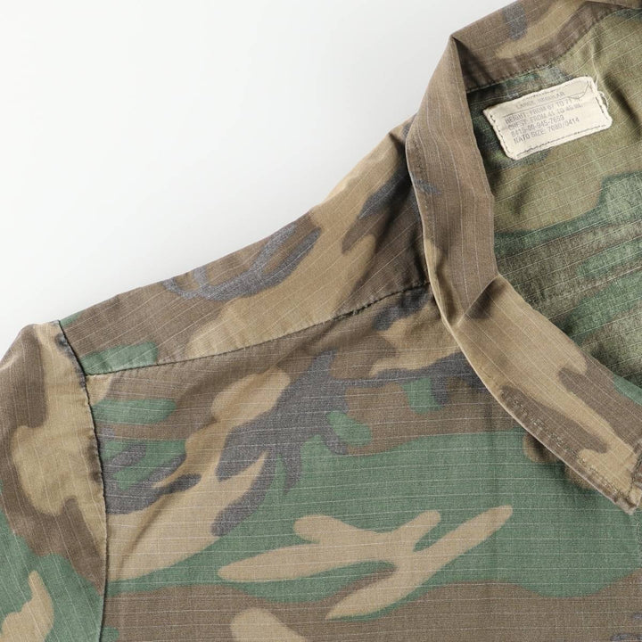 ERDL Green Leaf Camo Ripstop BDU Military Jacket, Large Regular, Men's Size L cotton Khaki type Vintage Second Hand