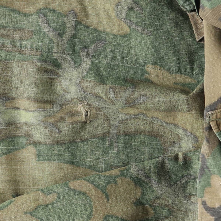ERDL Green Leaf Camo Ripstop BDU Military Jacket, Large Regular, Men's Size L cotton Khaki type Vintage Second Hand