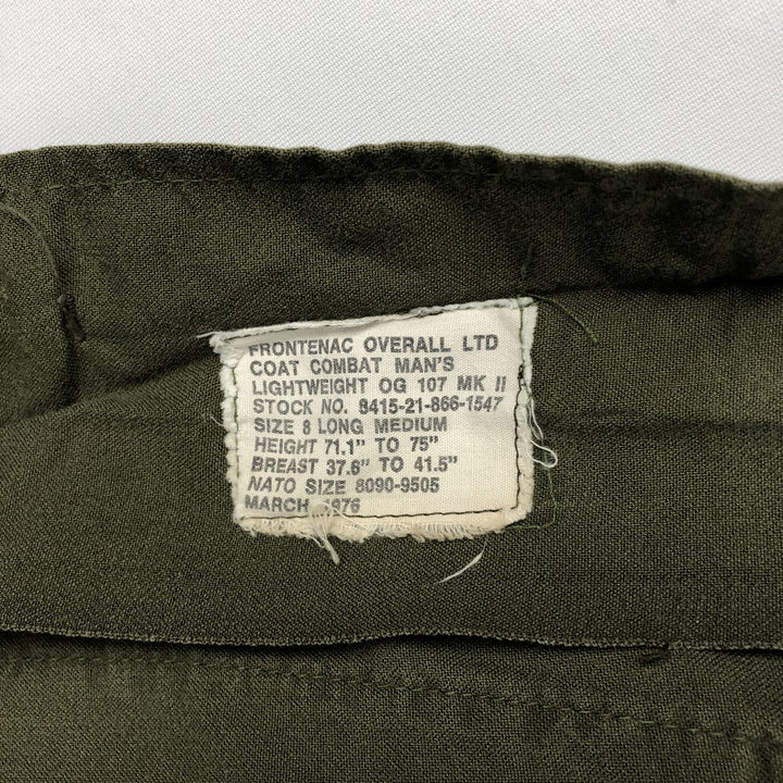 1970'S Canadian Army MK2 Military Combat Jacket, Size 8 Long Medium (Men's Size M equivalent), Vintage unclear Khaki type Vintage Second Hand