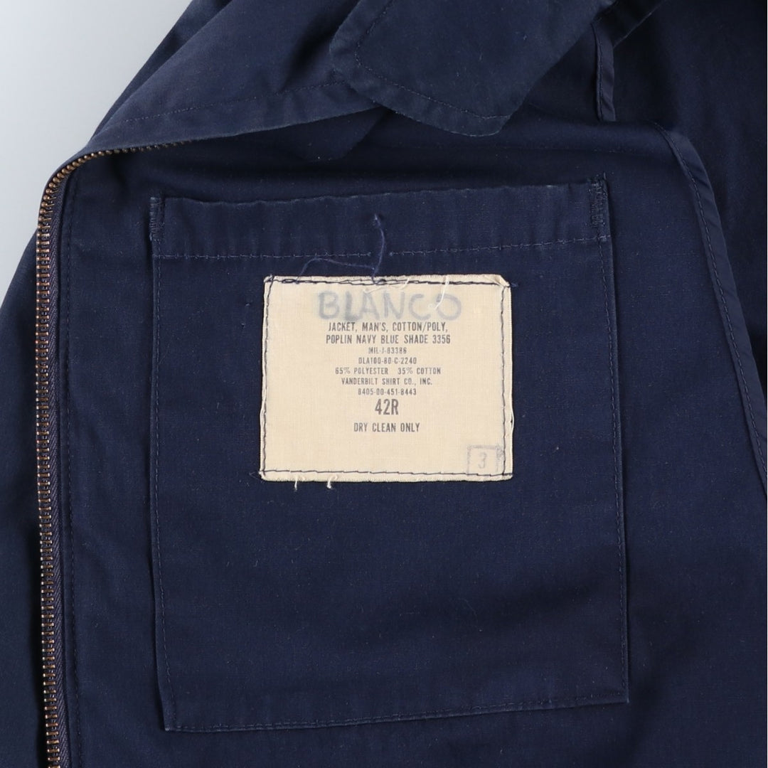 1980'S US Military Utility Jacket, Made in USA, Size 42R, Men's Size L, Vintage polyester navy blue type Vintage Second Hand