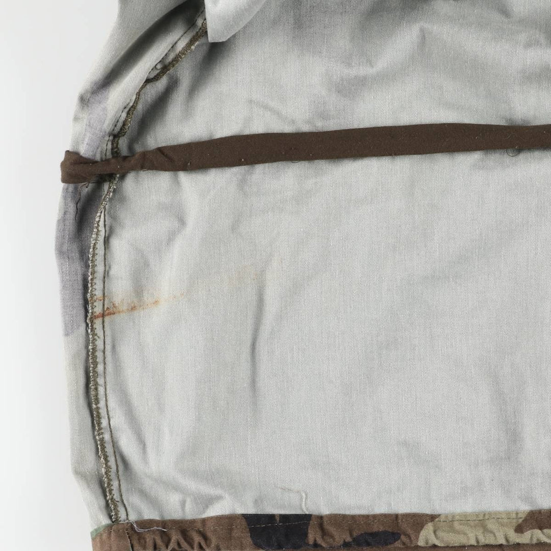 Civilian Camouflage Pattern Woodland Camo Hooded Military Jacket/Anorak Parka, Made in USA, Men's Size L polyester Khaki type Vintage Second Hand