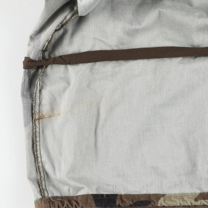 Civilian Camouflage Pattern Woodland Camo Hooded Military Jacket/Anorak Parka, Made in USA, Men's Size L polyester Khaki type Vintage Second Hand