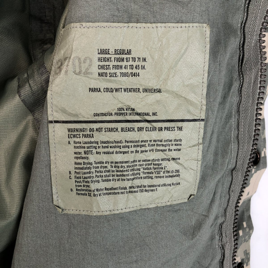 Camouflage ACU Digital Camo Military Gore-Tex Parka, Large-Regular, Men's Size L Nylon gray type Vintage Second Hand