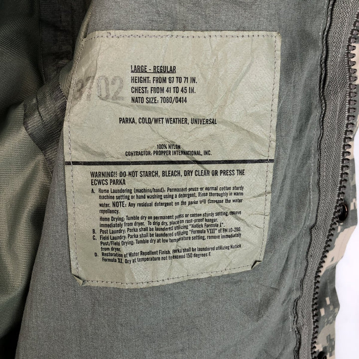 Camouflage ACU Digital Camo Military Gore-Tex Parka, Large-Regular, Men's Size L Nylon gray type Vintage Second Hand