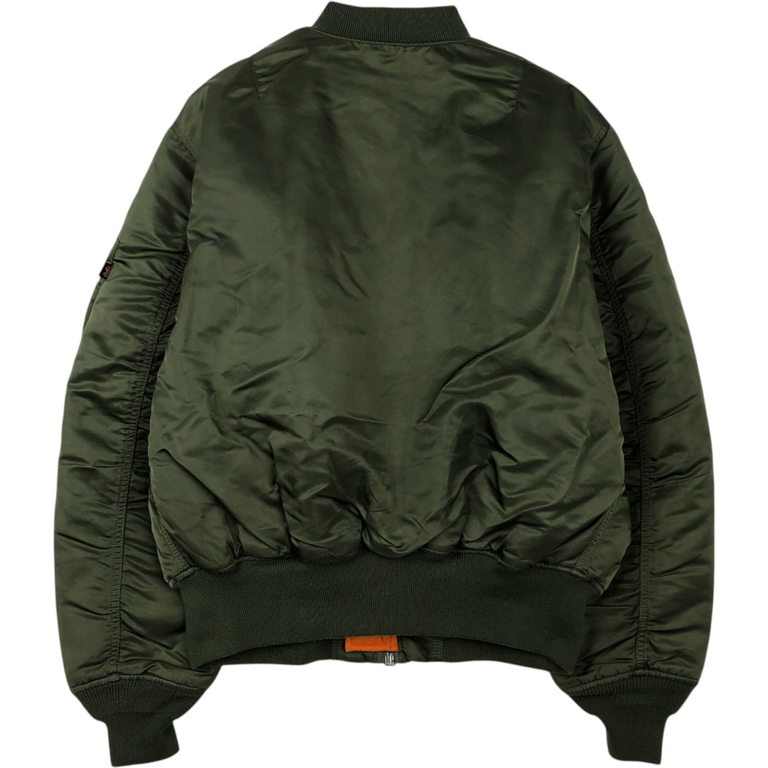 Civilian Alpha MA-1 style padded military flight jacket, men's size L Nylon Khaki type Vintage Second Hand