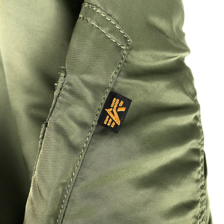 Civilian Alpha MA-1 style padded military flight jacket, men's size L Nylon Khaki type Vintage Second Hand