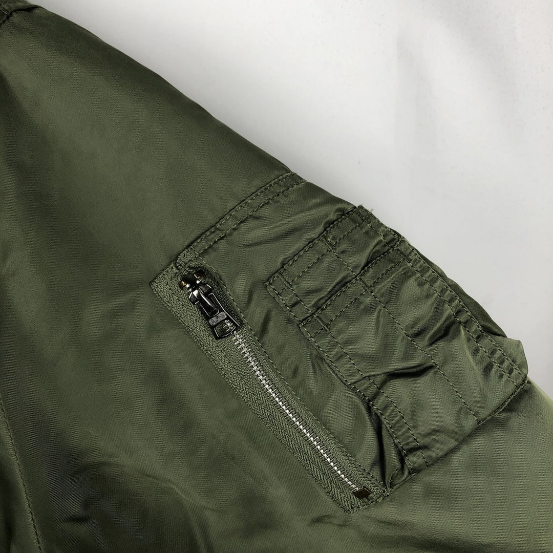 Civilian Alpha MA-1 style padded military flight jacket, men's size L Nylon Khaki type Vintage Second Hand