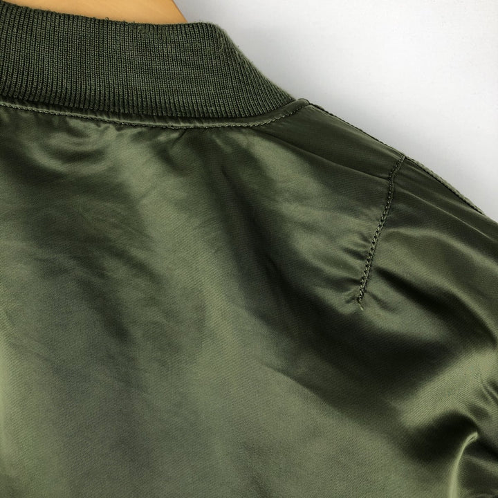 Civilian Alpha MA-1 style padded military flight jacket, men's size L Nylon Khaki type Vintage Second Hand
