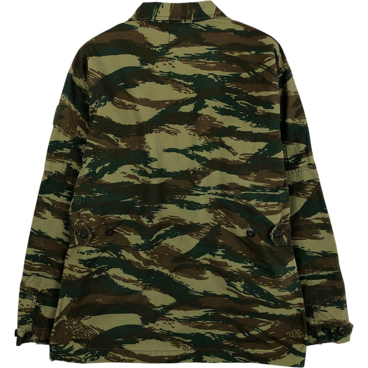 Greek Army Camouflage Pattern Lizard Camo Ripstop Military Jacket, Large, Men's Size L polyester Khaki type Vintage Second Hand