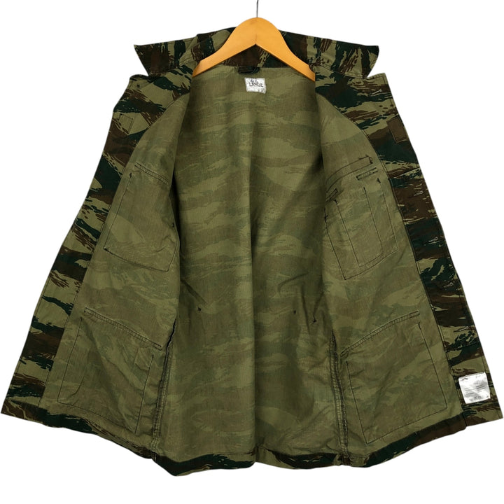 Greek Army Camouflage Pattern Lizard Camo Ripstop Military Jacket, Large, Men's Size L polyester Khaki type Vintage Second Hand