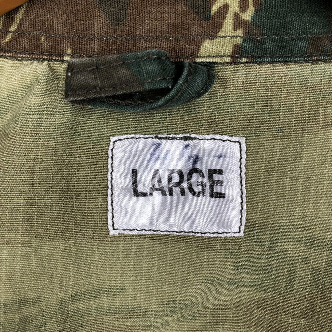 Greek Army Camouflage Pattern Lizard Camo Ripstop Military Jacket, Large, Men's Size L polyester Khaki type Vintage Second Hand