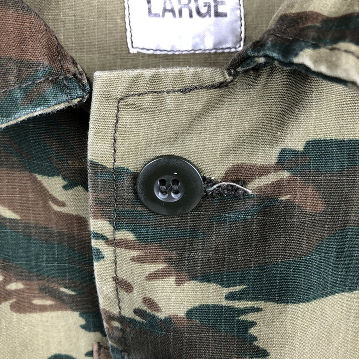 Greek Army Camouflage Pattern Lizard Camo Ripstop Military Jacket, Large, Men's Size L polyester Khaki type Vintage Second Hand