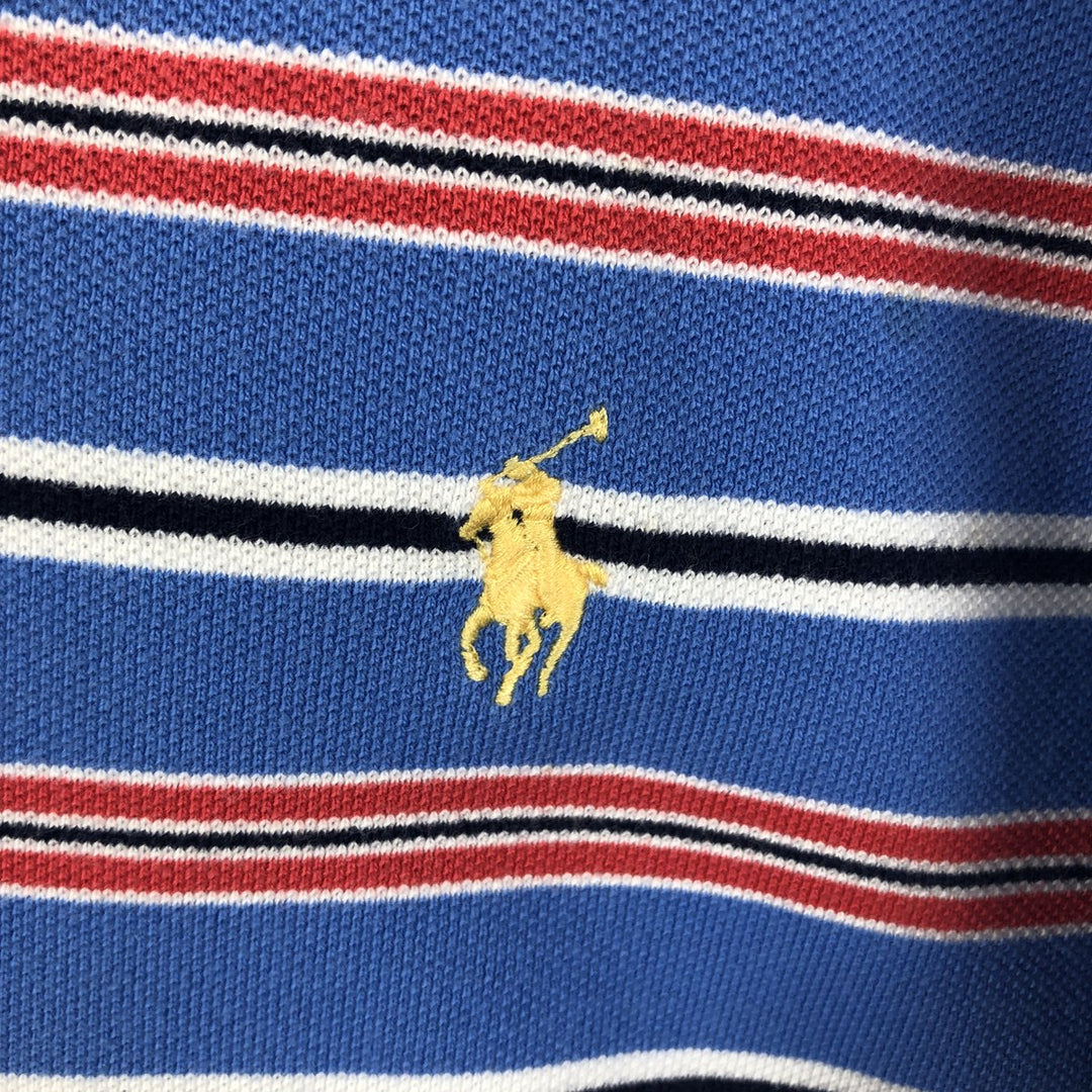 Ralph Lauren POLO by Ralph Lauren CUSTOM FIT Multi-border short sleeve border polo shirt Men's M size cotton Blue type light blue Vintage Second Hand