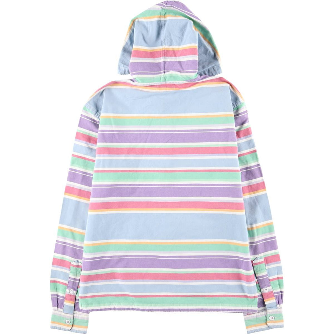 Ralph Lauren POLO RALPH LAUREN multi-border half-button cotton hoodie, men's size M cotton Blue type light blue Vintage Second Hand