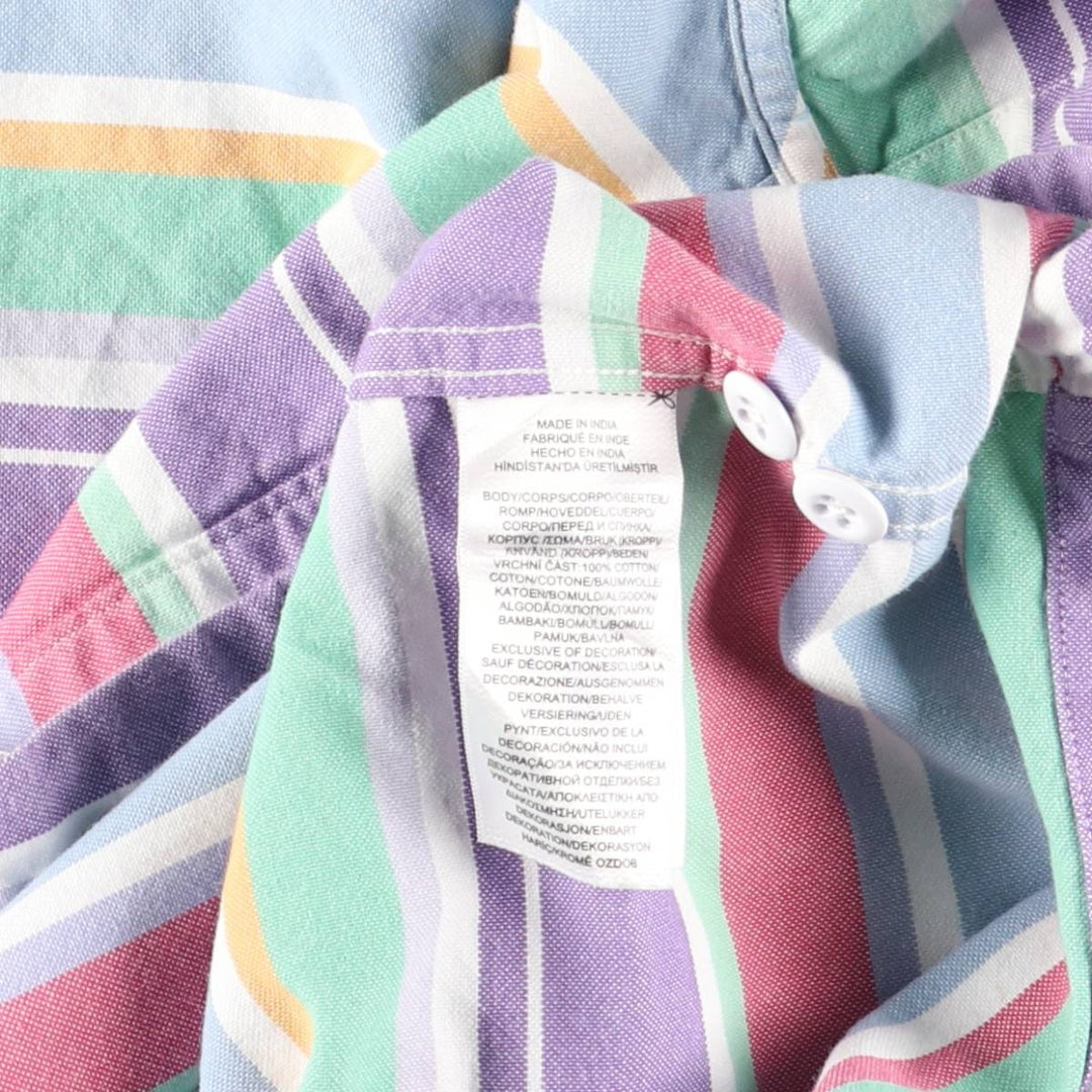 Ralph Lauren POLO RALPH LAUREN multi-border half-button cotton hoodie, men's size M cotton Blue type light blue Vintage Second Hand