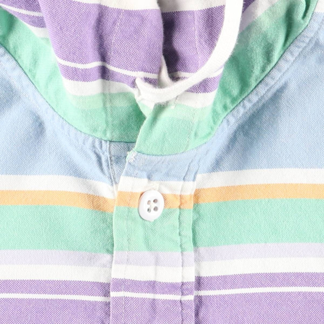 Ralph Lauren POLO RALPH LAUREN multi-border half-button cotton hoodie, men's size M cotton Blue type light blue Vintage Second Hand
