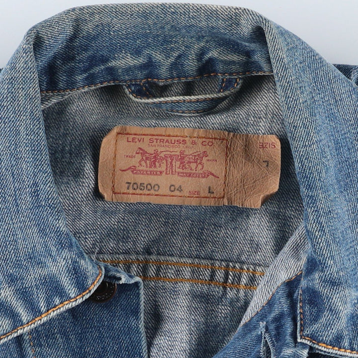 90'S Levi's 70500-0449 Euro Model Denim Jacket, Men's Size L, Vintage cotton blue type Vintage Second Hand
