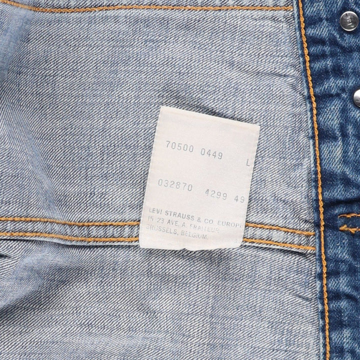 90'S Levi's 70500-0449 Euro Model Denim Jacket, Men's Size L, Vintage cotton blue type Vintage Second Hand