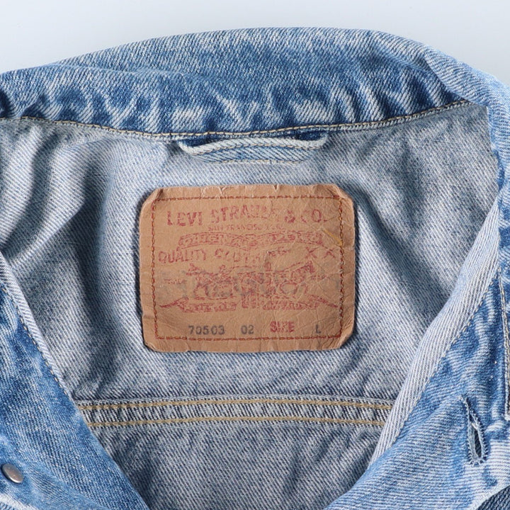 90'S Levi's 70503-0215 Denim Jacket, Men's Size L, Vintage cotton blue type Vintage Second Hand