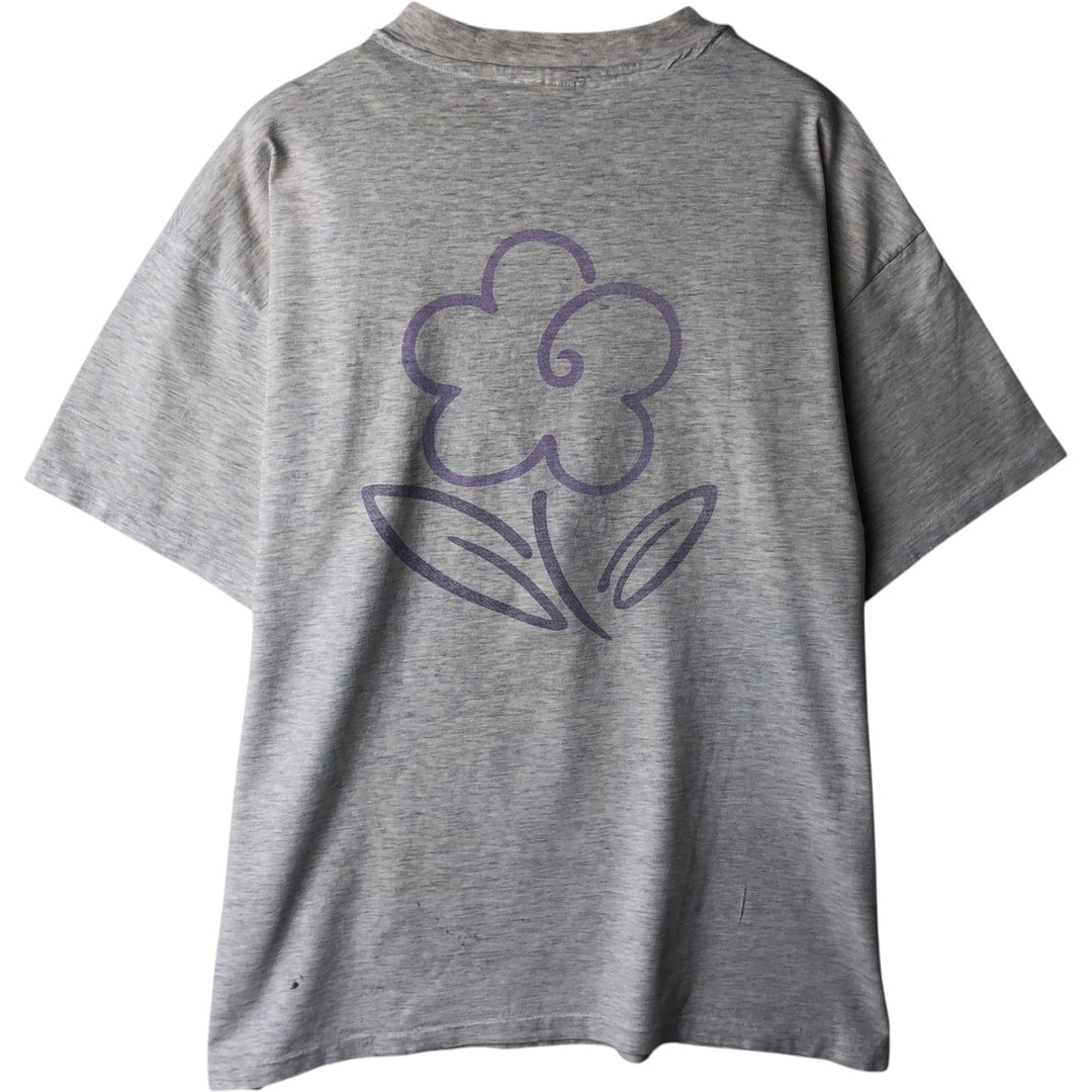 Vintage 90'S Hanes floral print T-shirt, made in the USA, men's size XL cotton gray type Vintage Second Hand