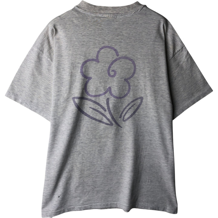 Vintage 90'S Hanes floral print T-shirt, made in the USA, men's size XL cotton gray type Vintage Second Hand