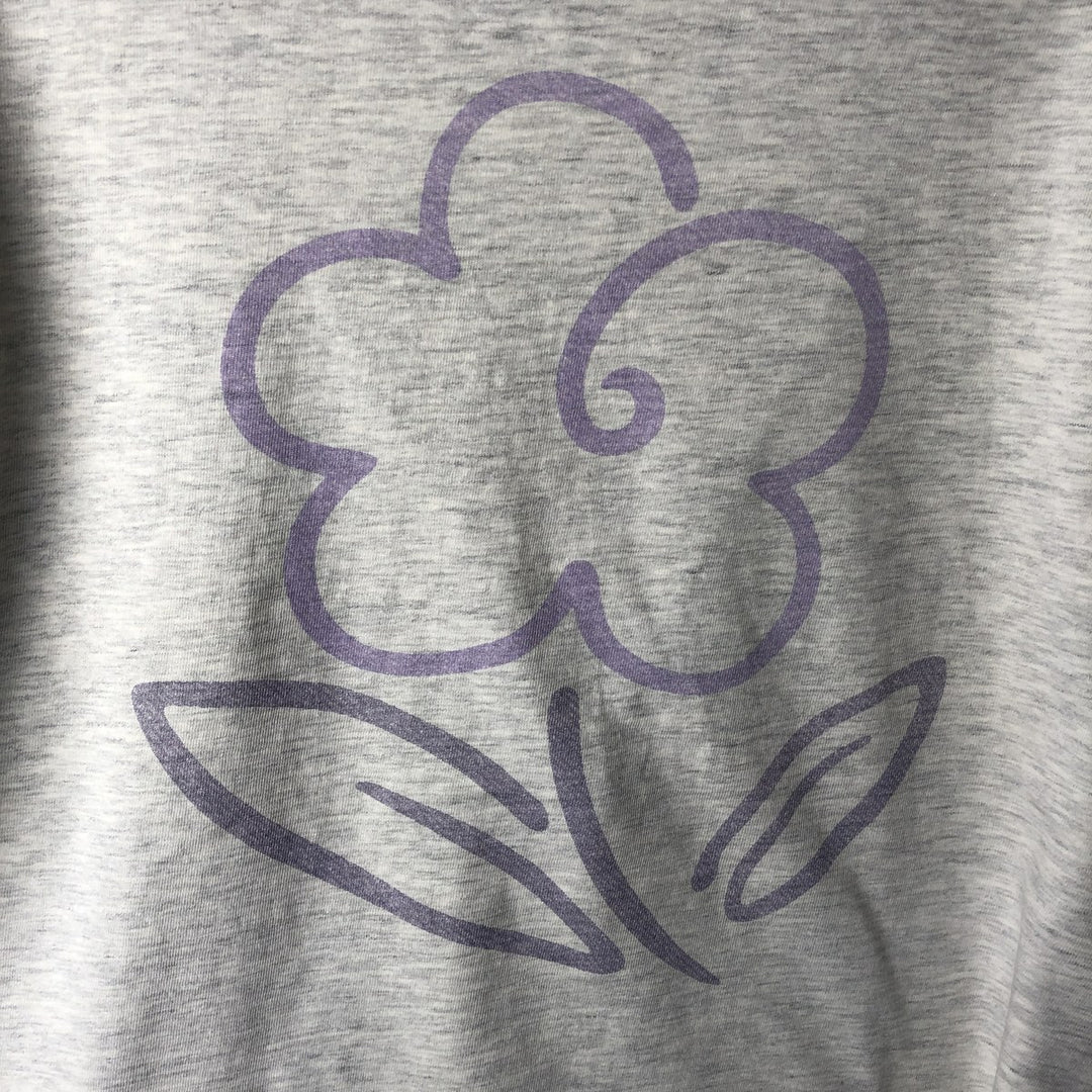 Vintage 90'S Hanes floral print T-shirt, made in the USA, men's size XL cotton gray type Vintage Second Hand