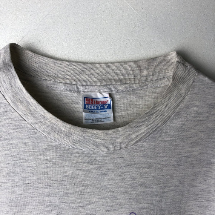 Vintage 90'S Hanes floral print T-shirt, made in the USA, men's size XL cotton gray type Vintage Second Hand