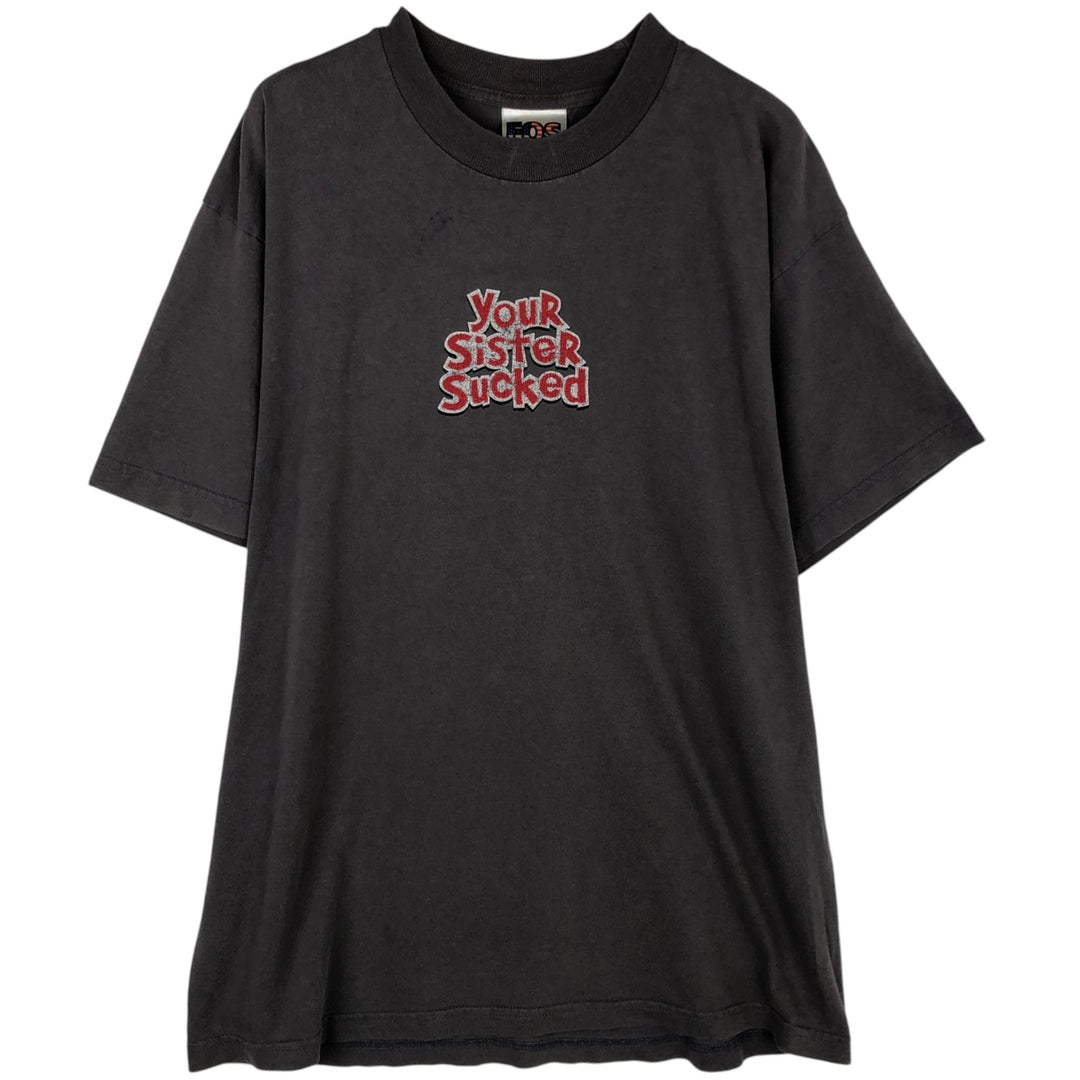 FOS CLOTHING Printed T-shirt, Made in USA, Men's Size L cotton Charcoal Vintage Second Hand