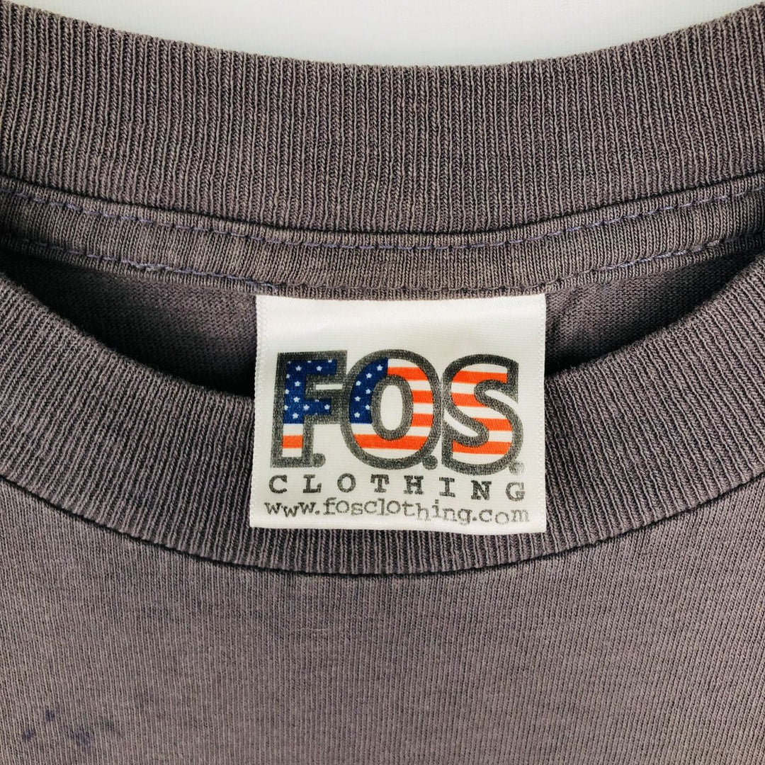 FOS CLOTHING Printed T-shirt, Made in USA, Men's Size L cotton Charcoal Vintage Second Hand