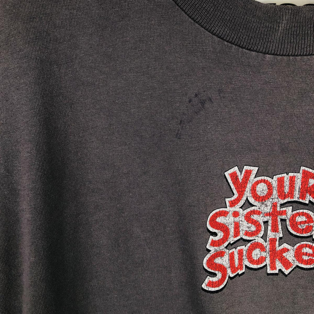 FOS CLOTHING Printed T-shirt, Made in USA, Men's Size L cotton Charcoal Vintage Second Hand