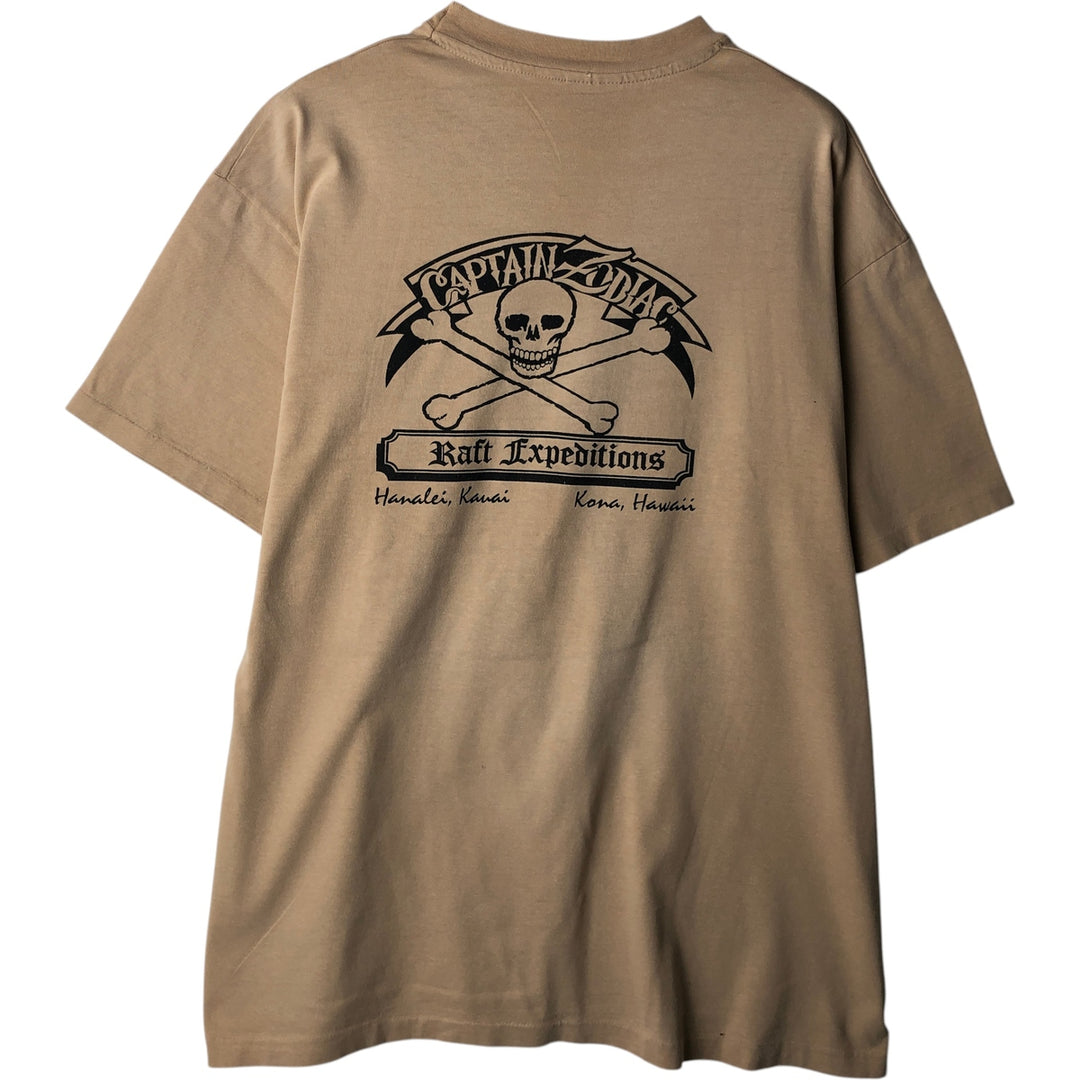 Vintage 90'S Hanes Skull Print T-Shirt, Made in USA, Men's XL cotton brown type Vintage Second Hand