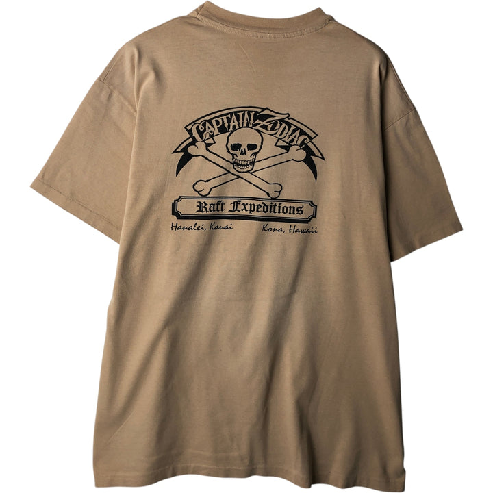 Vintage 90'S Hanes Skull Print T-Shirt, Made in USA, Men's XL cotton brown type Vintage Second Hand