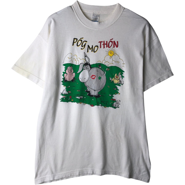 80'S SCREEN STARS Printed T-shirt, Men's, Size L, Vintage cotton white type Vintage Second Hand