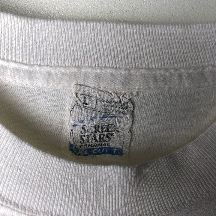 80'S SCREEN STARS Printed T-shirt, Men's, Size L, Vintage cotton white type Vintage Second Hand