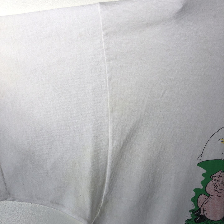 80'S SCREEN STARS Printed T-shirt, Men's, Size L, Vintage cotton white type Vintage Second Hand