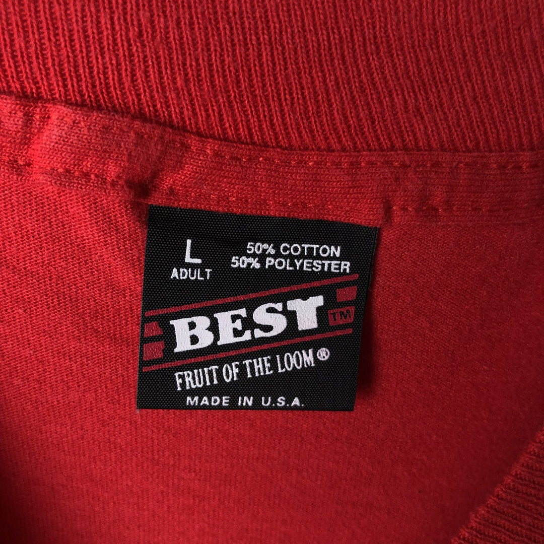 Vintage 90'S Fruit of the Loom Best Annie print T-shirt, Made in USA, Men's Size L cotton red type Vintage Second Hand