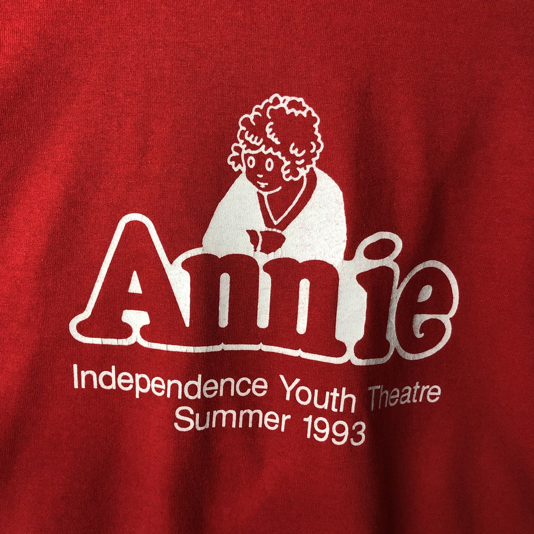 Vintage 90'S Fruit of the Loom Best Annie print T-shirt, Made in USA, Men's Size L cotton red type Vintage Second Hand