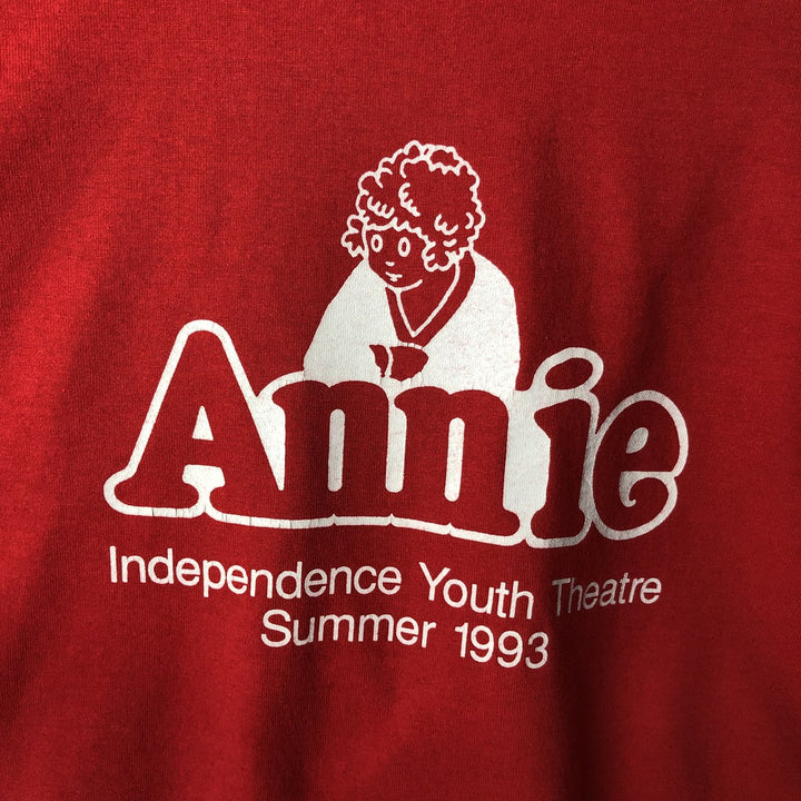 Vintage 90'S Fruit of the Loom Best Annie print T-shirt, Made in USA, Men's Size L cotton red type Vintage Second Hand