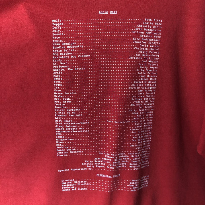 Vintage 90'S Fruit of the Loom Best Annie print T-shirt, Made in USA, Men's Size L cotton red type Vintage Second Hand