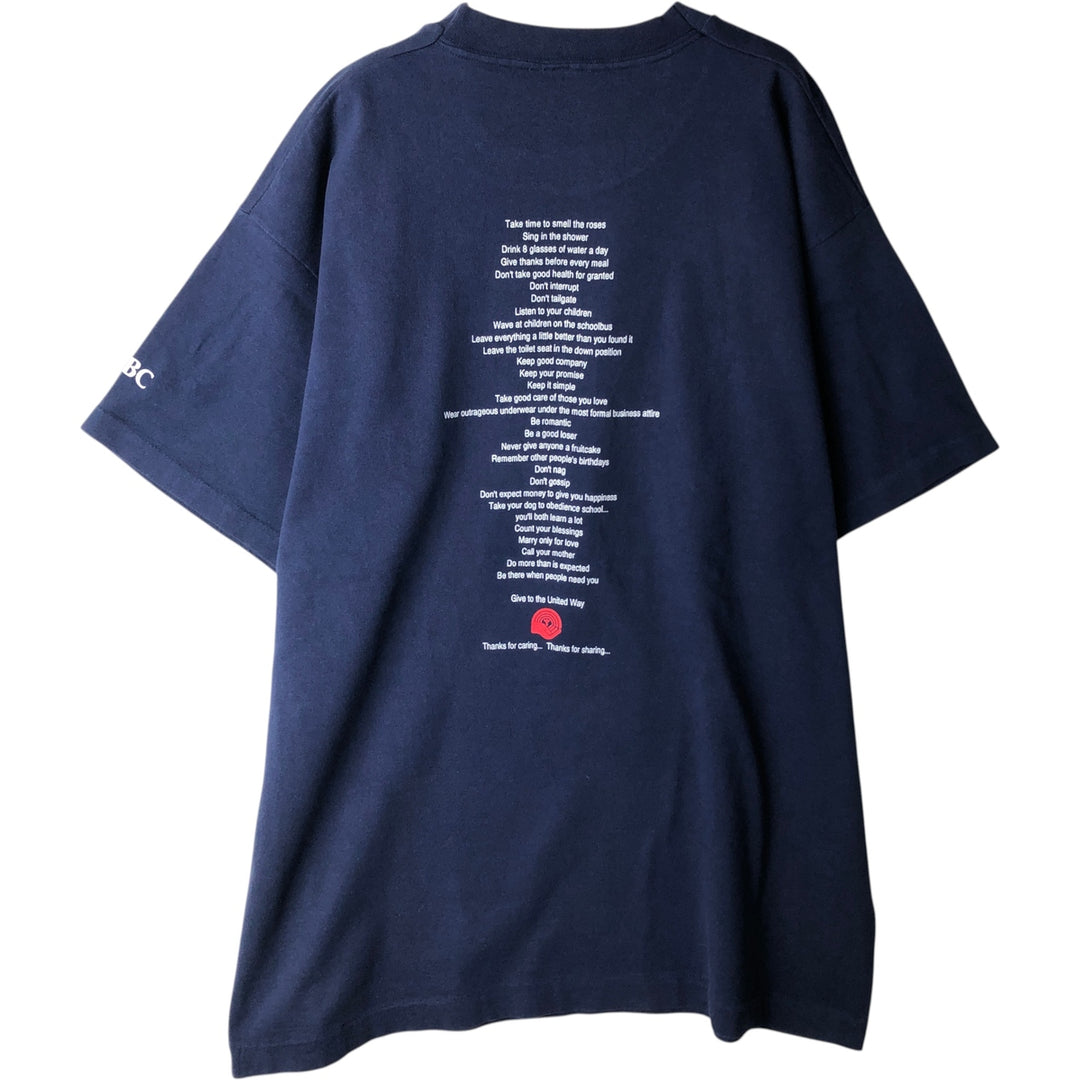 90'S Fruit of the Loom Message Print T-Shirt Made in Canada Men's XL Vintage cotton navy blue type Vintage Second Hand